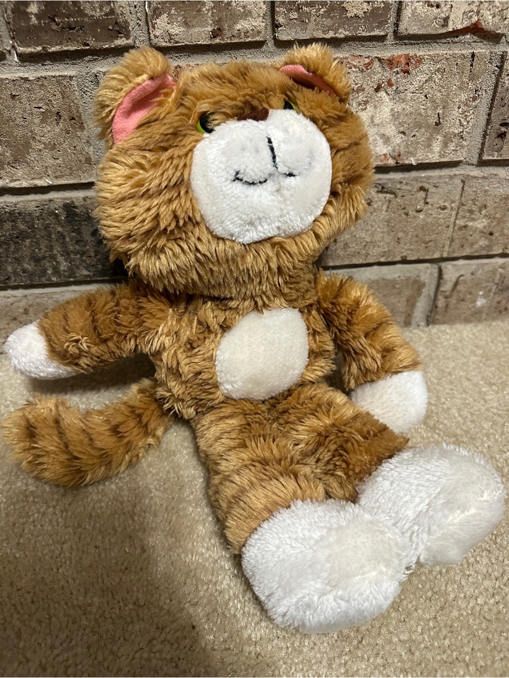 Vtg Avon Carmichael Orange Tabby Cat Plush 15" Green Eyed Kitty stuffed toy